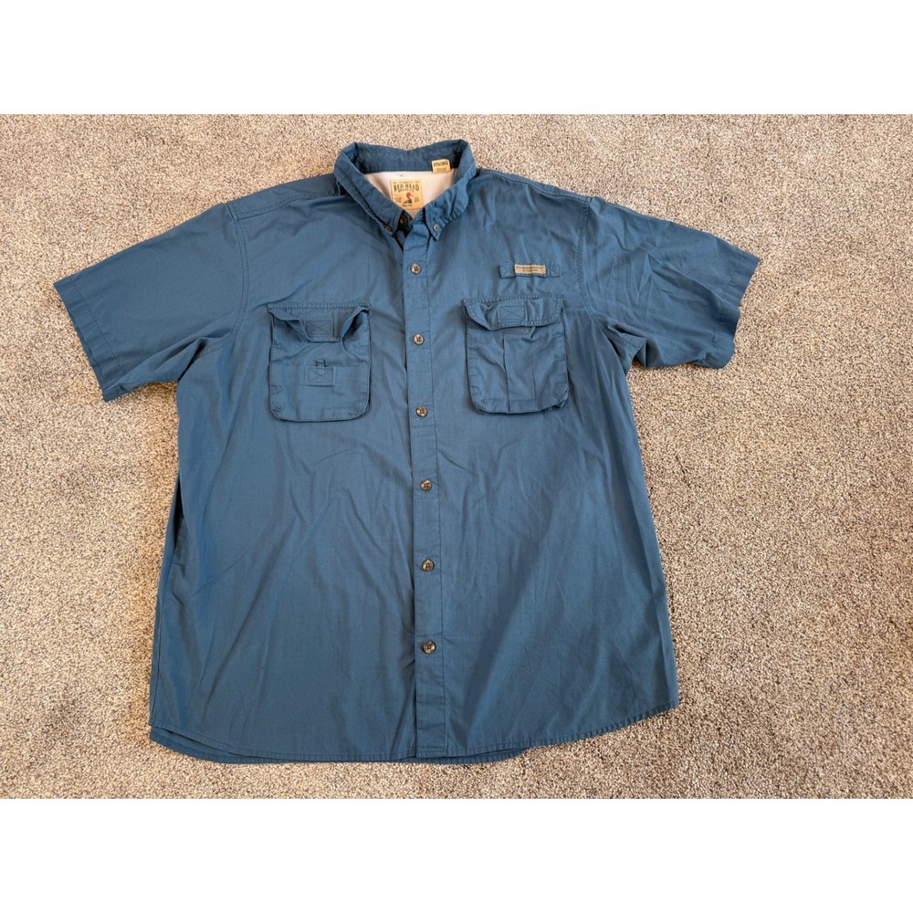 RedHead‎ Mens 2XL Blue Short Sleeve Button Down Fishing Field Shirt Mesh Lined